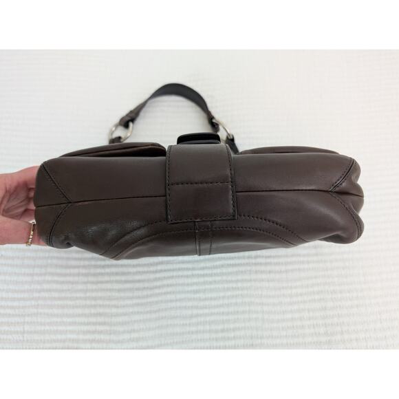 Vintage COACH Soho Leather Pocket Flap Y2K Chocolate Brown Shoulder Bag 3653 - Picture 3 of 16